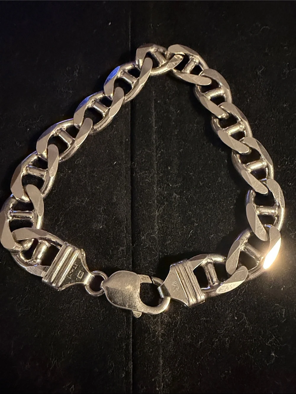 Men's Mariner link 925 Silver Chain Bracelet - 9in length and 9.5mm width